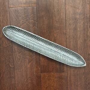 Pewter Leaf-Shaped Decorative Tray, Perfect for Snacks or Catch All Dish